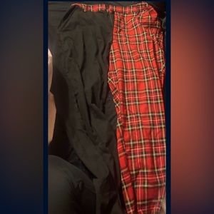 Black and red plaid split pants
